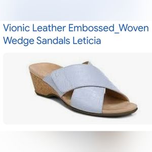 Vionic Leather Embossed Woven Wedge Sandals. BNWT. Never worn.